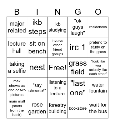 dumb photoshoot Bingo Card