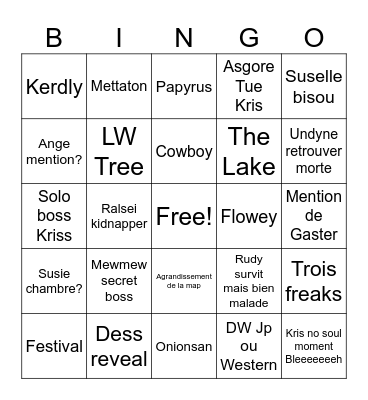 DELTARUNE CHAPITRE 5 Bingo Card