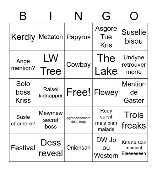 DELTARUNE CHAPITRE 5 Bingo Card