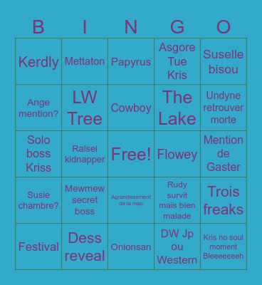 DELTARUNE CHAPITRE 5 Bingo Card