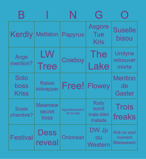 DELTARUNE CHAPITRE 5 Bingo Card
