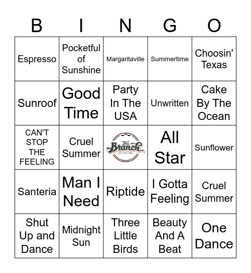 SUMMER ANTHEMS Bingo Card