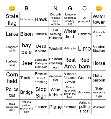 Vacation Bingo Card