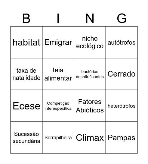 Bingo Ecológico Bingo Card