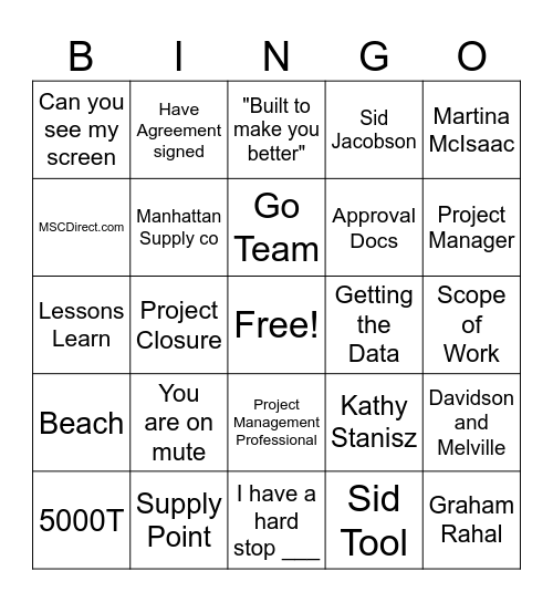 PMO BINGO Card