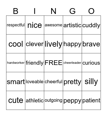 I Am Awesome BINGO Card