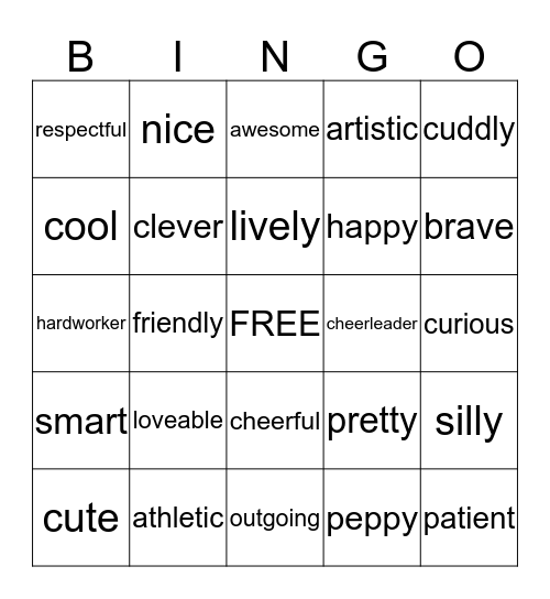 I Am Awesome BINGO Card