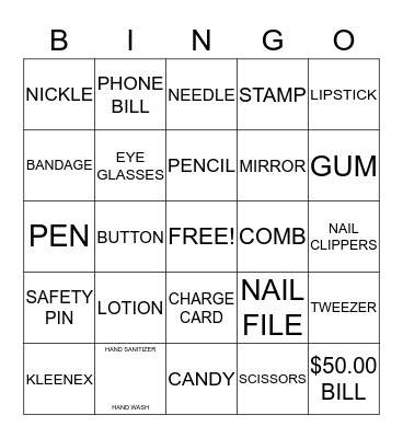 PURSE BINGO Card