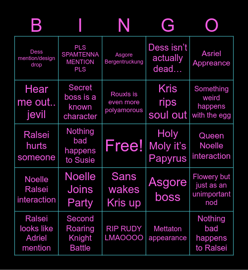 DELTARUNE CHAPTER 5 Bingo Card