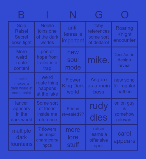 Chapter 5 deltarune bingo Card