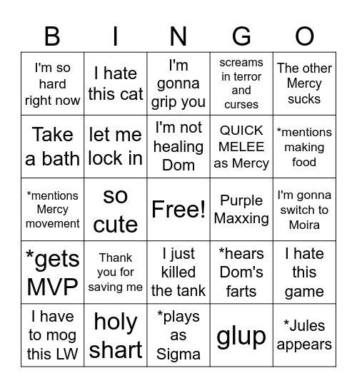 Overwatch Bingo Card