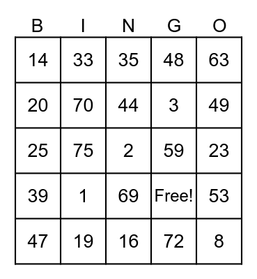 BINGO Card