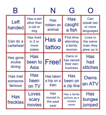 Tanner Family Reunion 2026 Bingo Card