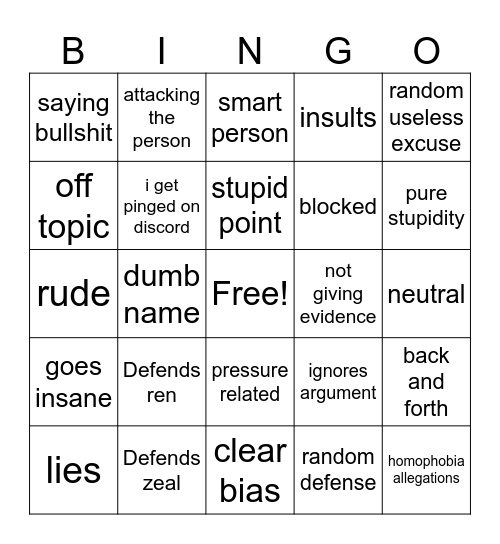 twitter pressure bingo Card