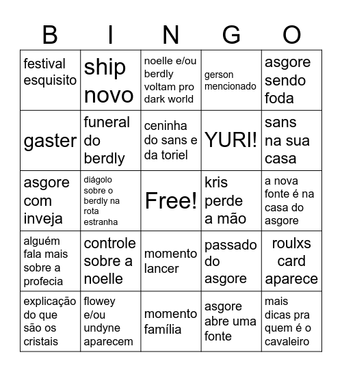 bingo deltarune (cap.5) Bingo Card
