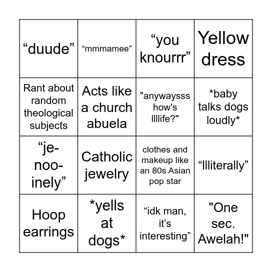 Dani bingo Card