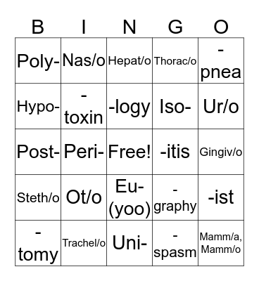 Vet Science Bingo Card