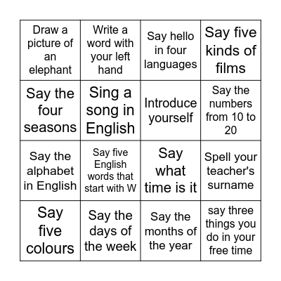 Can you...? Bingo Card
