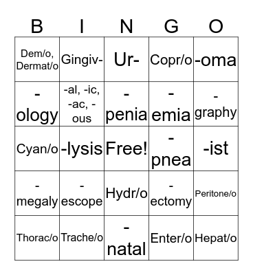 Vet Science  Bingo Card