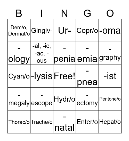 Vet Science  Bingo Card