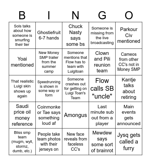 Money SMP S6 Draft Bingo Card