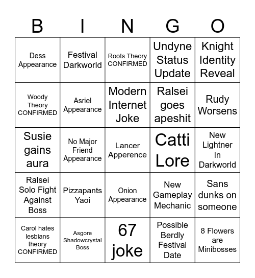 Deltarune - Chapter 5 Bingo Card