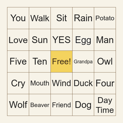 Cree Bingo Card