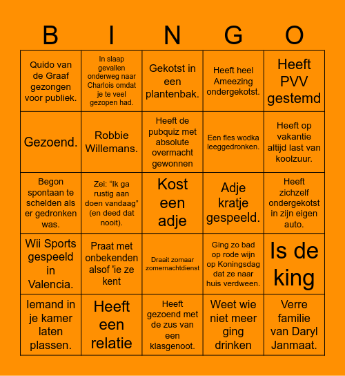 De Dolle Duik Bingo Card