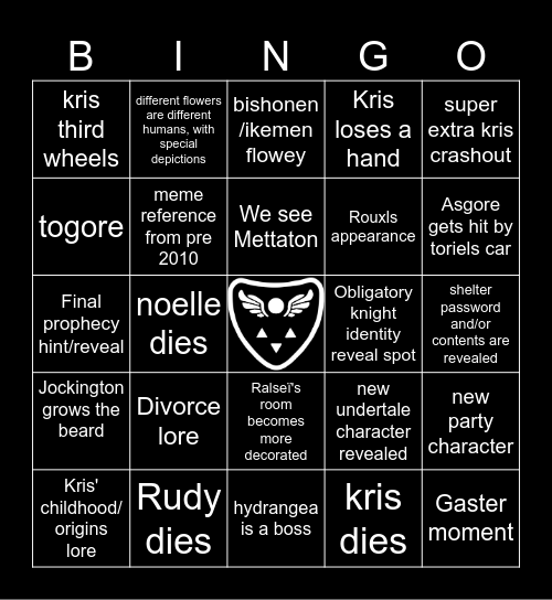 Deltarune Chapter 5 Bingo Card