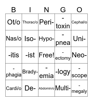 Vet Science  Bingo Card