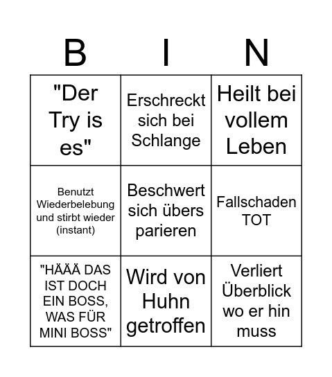 Jakob Sekiro Bingo Card