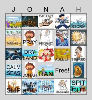 JONAH RAN AWAY Bingo Card