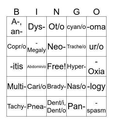 Vet Science Bingo Card