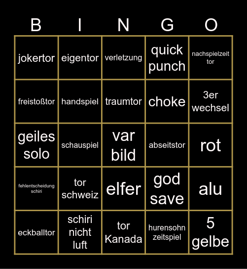 schweiz-Kanada Bingo Card