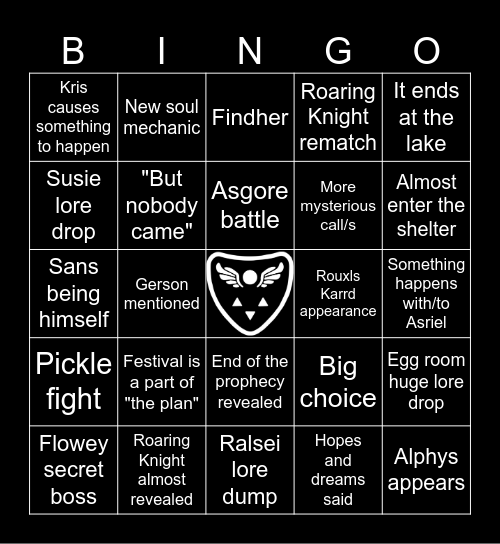 Deltarune Chapter 5 Bingo Card