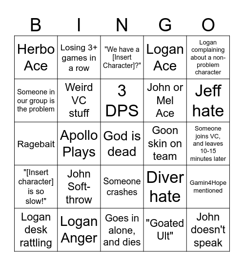 Marvel Bingo Card
