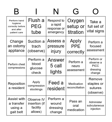 Clinical Quest Bingo Card