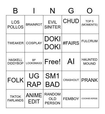 TIKTOK Bingo Card