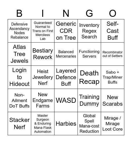 3.29 Bingo Wishlist Bingo Card