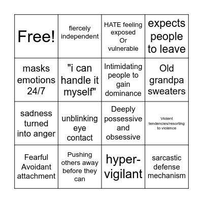 Miles fairchild Bingo Card