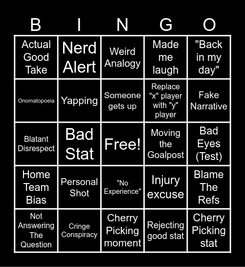 BAD TAKE BINGO Card