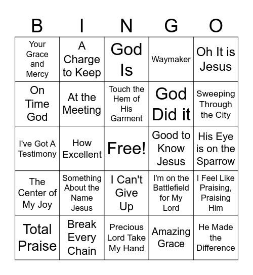 "Down Through the Years" - Gospel BINGO Card