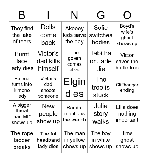 FROM Season 4 Finally BINGO Card