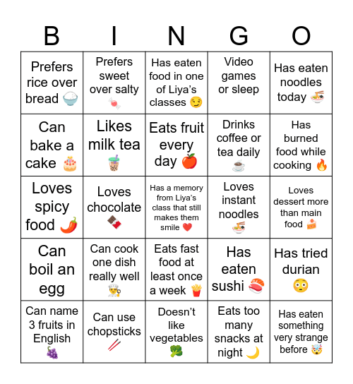 EDIBLE Bingo Card