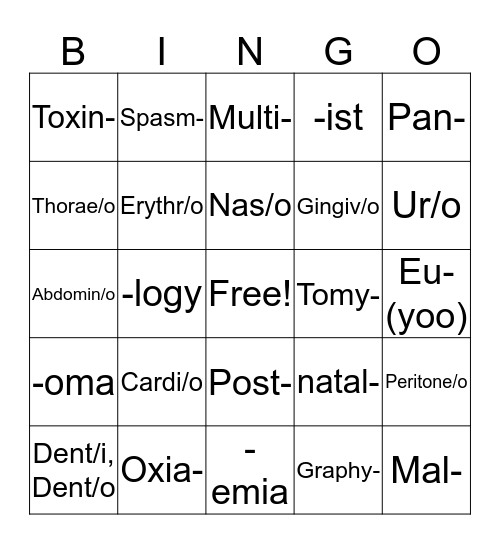 Vet Science Bingo Card