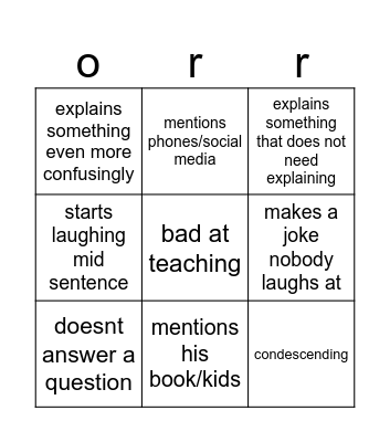 stuart Bingo Card