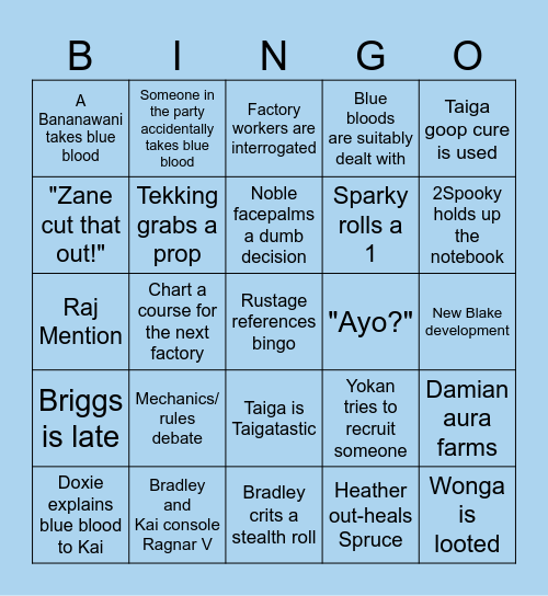 Marines Episode 72 Bingo Card