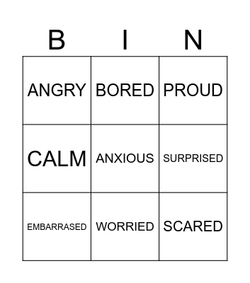 BINGO OF EMOTIONS Bingo Card