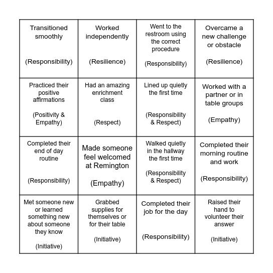 PRIDE BING Bingo Card