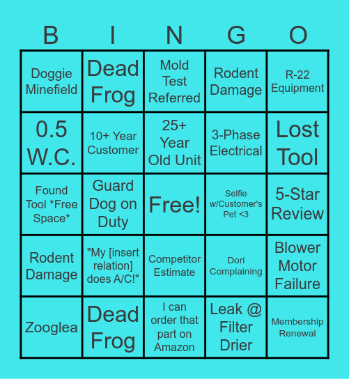 HVAC BINGO Card
